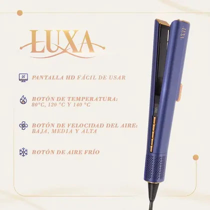 Funciones de Luxa: pantalla, temperatura, velocidad de aire y aire frío